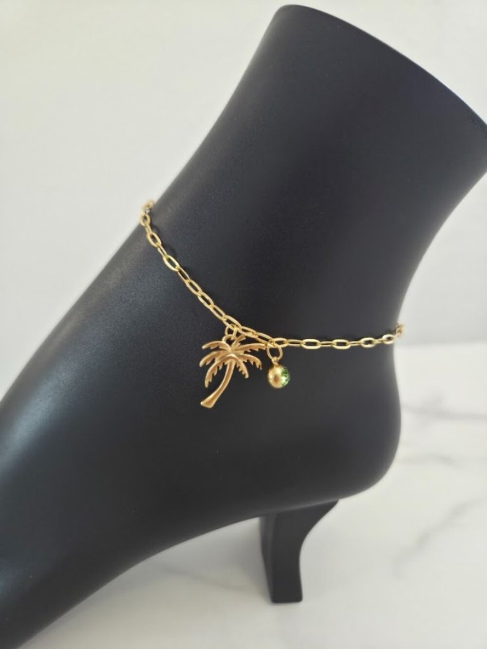 Tropical Coconut Tree Set Birthstone Pendant Anklet Beach Foot Chain Fashion - Picture 3 of 16